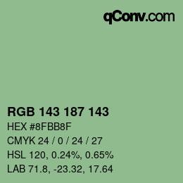 Color code: RGB 143 187 143 | qconv.com