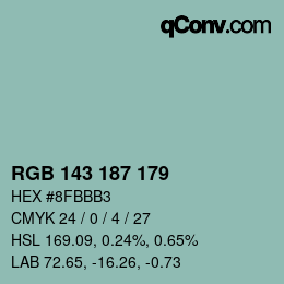 Color code: RGB 143 187 179 | qconv.com