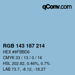 Color code: RGB 143 187 214 | qconv.com