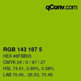 Color code: RGB 143 187 5 | qconv.com