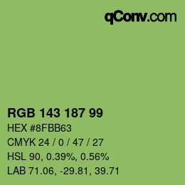 Código de color: RGB 143 187 99 | qconv.com
