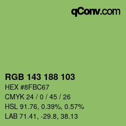 Color code: RGB 143 188 103 | qconv.com