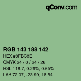 Color code: RGB 143 188 142 | qconv.com