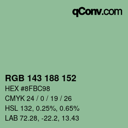 Color code: RGB 143 188 152 | qconv.com