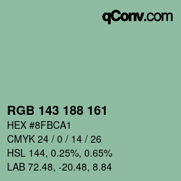 Color code: RGB 143 188 161 | qconv.com