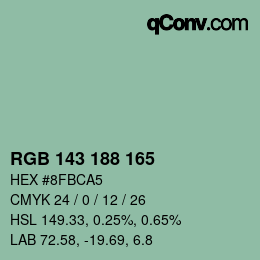 Color code: RGB 143 188 165 | qconv.com