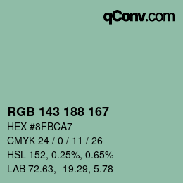 Color code: RGB 143 188 167 | qconv.com