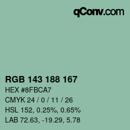 Color code: RGB 143 188 167 | qconv.com