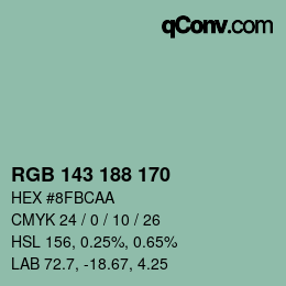 Color code: RGB 143 188 170 | qconv.com