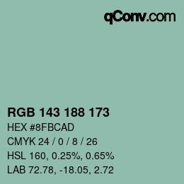 Color code: RGB 143 188 173 | qconv.com