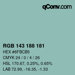 カラーコード: RGB 143 188 181 | qconv.com