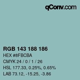 Color code: RGB 143 188 186 | qconv.com