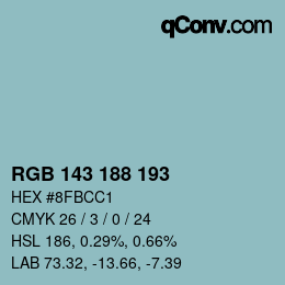 Farbcode: RGB 143 188 193 | qconv.com