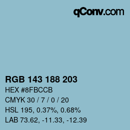 Color code: RGB 143 188 203 | qconv.com