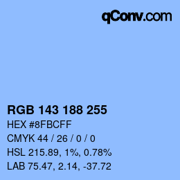 Color code: RGB 143 188 255 | qconv.com