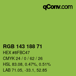 Color code: RGB 143 188 71 | qconv.com