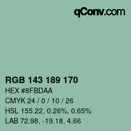颜色代码: RGB 143 189 170 | qconv.com