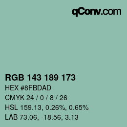 Código de color: RGB 143 189 173 | qconv.com