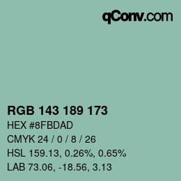 Code couleur: RGB 143 189 173 | qconv.com