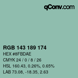 Color code: RGB 143 189 174 | qconv.com