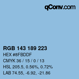 Color code: RGB 143 189 223 | qconv.com