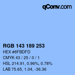 カラーコード: RGB 143 189 253 | qconv.com