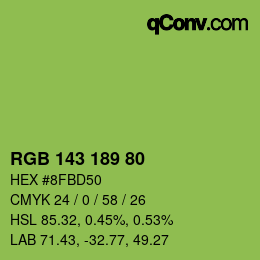 カラーコード: RGB 143 189 80 | qconv.com