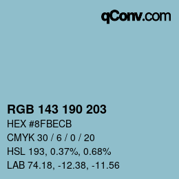 Color code: RGB 143 190 203 | qconv.com