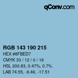 Color code: RGB 143 190 215 | qconv.com