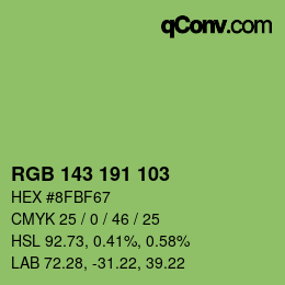Color code: RGB 143 191 103 | qconv.com