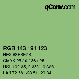 カラーコード: RGB 143 191 123 | qconv.com