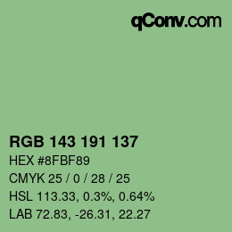 Código de color: RGB 143 191 137 | qconv.com