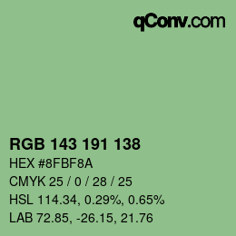 Código de color: RGB 143 191 138 | qconv.com