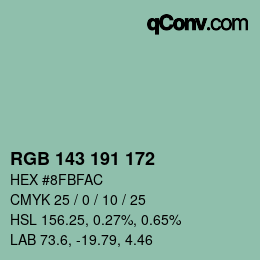 Color code: RGB 143 191 172 | qconv.com