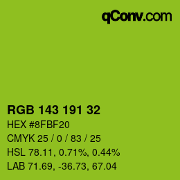 Color code: RGB 143 191 32 | qconv.com