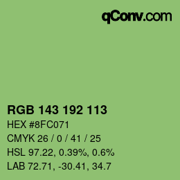 カラーコード: RGB 143 192 113 | qconv.com
