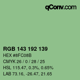 カラーコード: RGB 143 192 139 | qconv.com