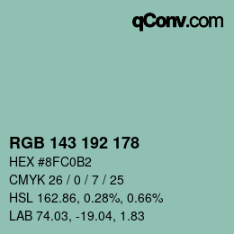 カラーコード: RGB 143 192 178 | qconv.com