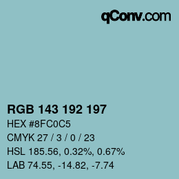 Color code: RGB 143 192 197 | qconv.com