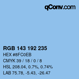 颜色代码: RGB 143 192 235 | qconv.com