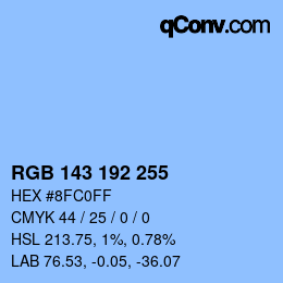 颜色代码: RGB 143 192 255 | qconv.com