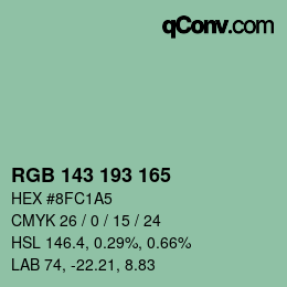 カラーコード: RGB 143 193 165 | qconv.com