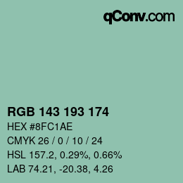 Color code: RGB 143 193 174 | qconv.com