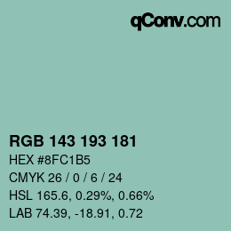 颜色代码: RGB 143 193 181 | qconv.com