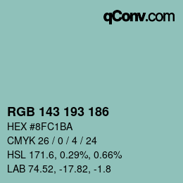 Color code: RGB 143 193 186 | qconv.com