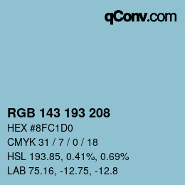 カラーコード: RGB 143 193 208 | qconv.com