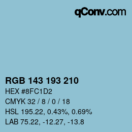 カラーコード: RGB 143 193 210 | qconv.com