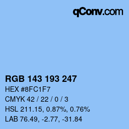 Color code: RGB 143 193 247 | qconv.com