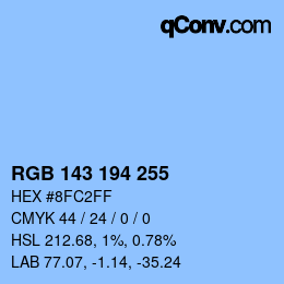 Color code: RGB 143 194 255 | qconv.com