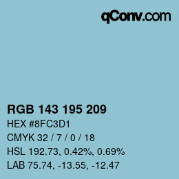 Color code: RGB 143 195 209 | qconv.com